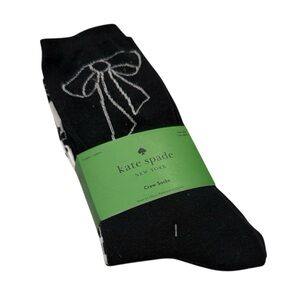 Kate Spade Black Socks with White Bow Accent one size nwt designer women